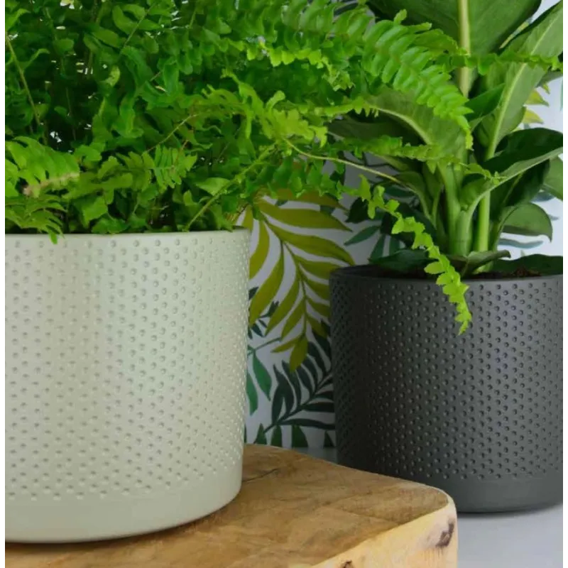 Puķu pods Domoletti, keramika, balta-bēša