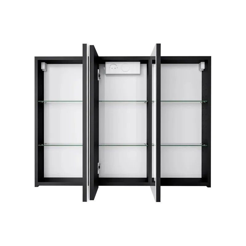 Piekarināms vannas istabas skapis ar spoguli Domoletti SV90-1, melna krās., 15 cm x 88 cm x 66 cm