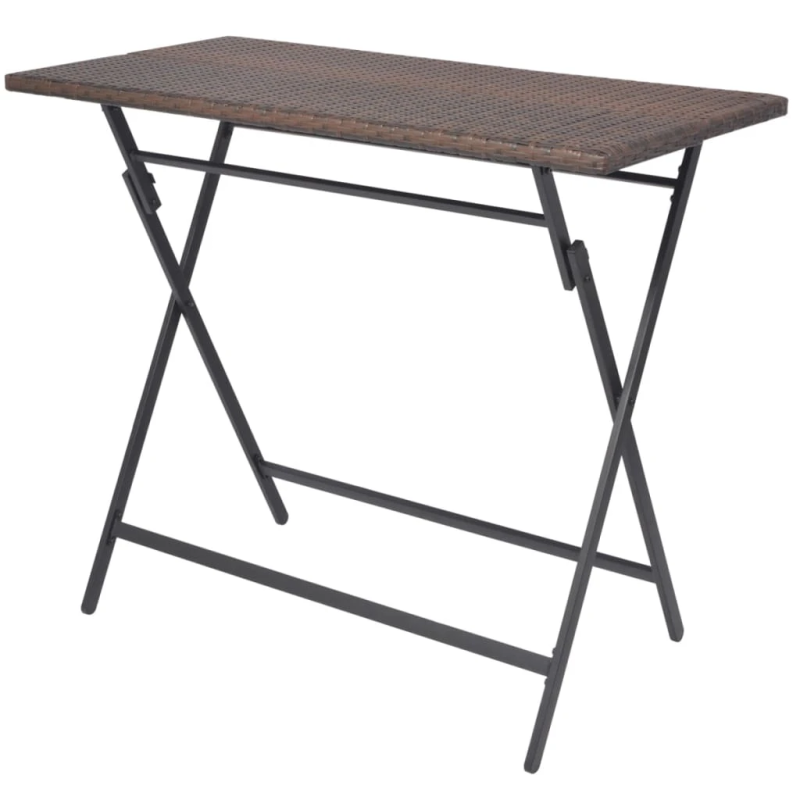 vidaXL 7-daļīgs dārza mēbeļu komplekts, saliekams, tērauds, PE, brūns