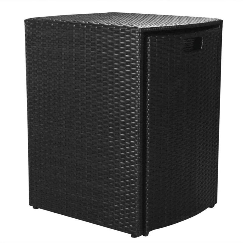 vidaXL 3-daļīgs bistro mēbeļu komplekts ar matračiem, PE pinums, melns