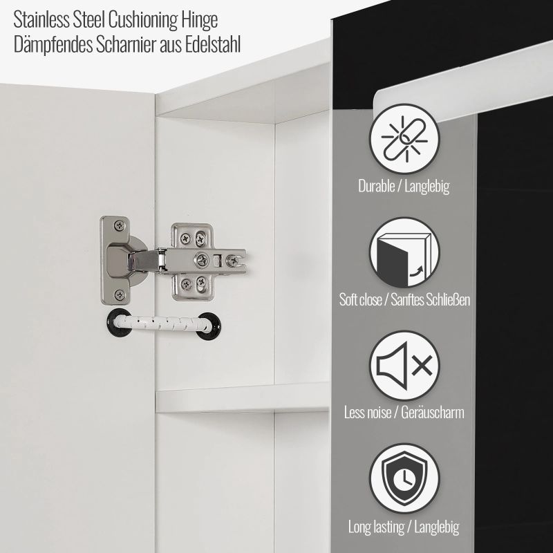 Nocenota prece - Aquamarin vannas istabas spoguļskapis ar LED apgaismojumu, 65 × 65 cm