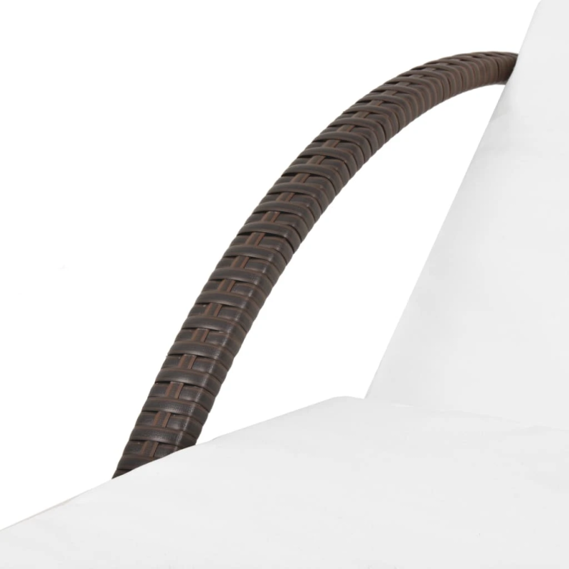 vidaXL sauļošanās zvilnis ar matraci un galdu, brūna PE rotangpalma