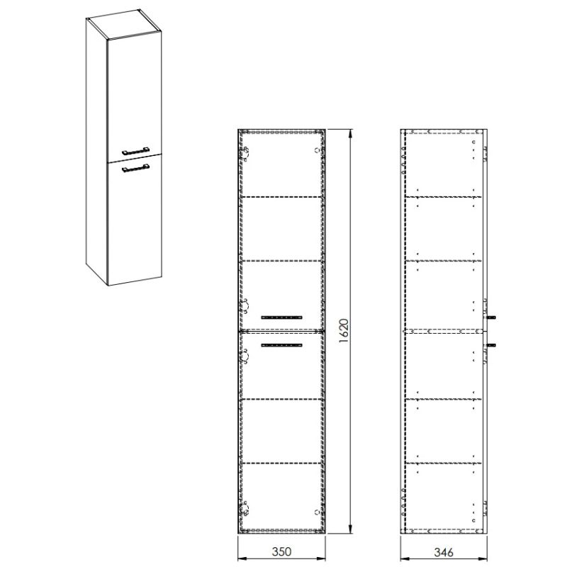 Skapis augsts ekoline 35cm pelēks