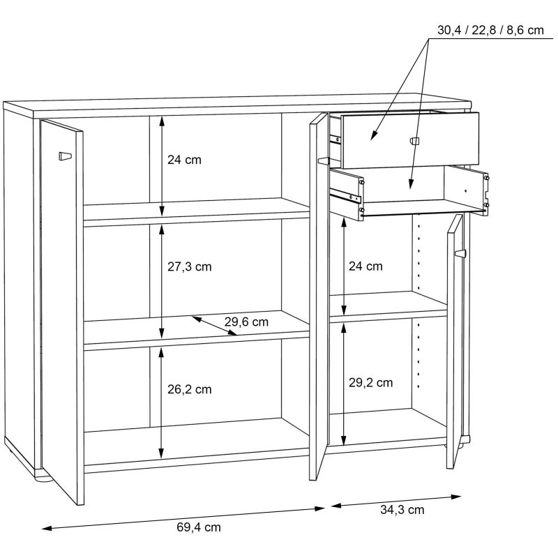 Kumode t2kk40-d30f 108.8x34.8x111.1cm k.