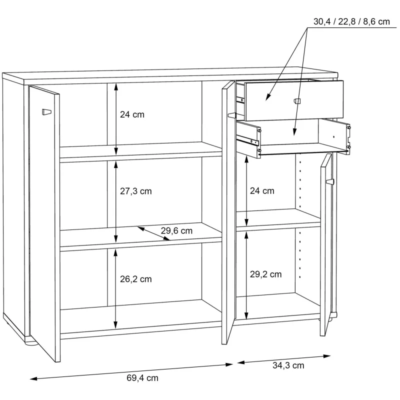 Kumode t2kk40-d30f 108.8x34.8x111.1cm k.