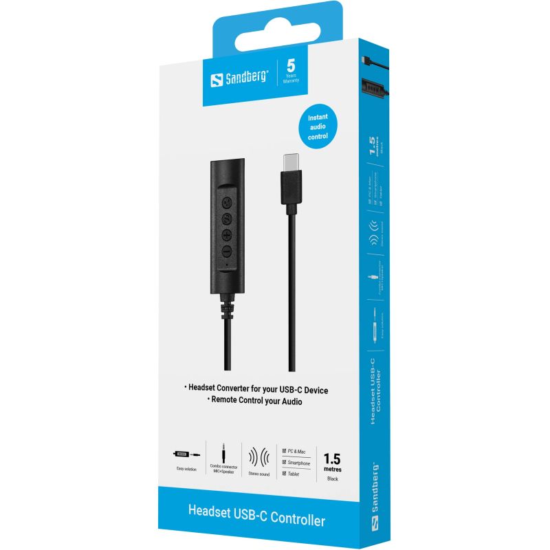 Sandberg 136-73 Headset USB-C Controller 1.5m