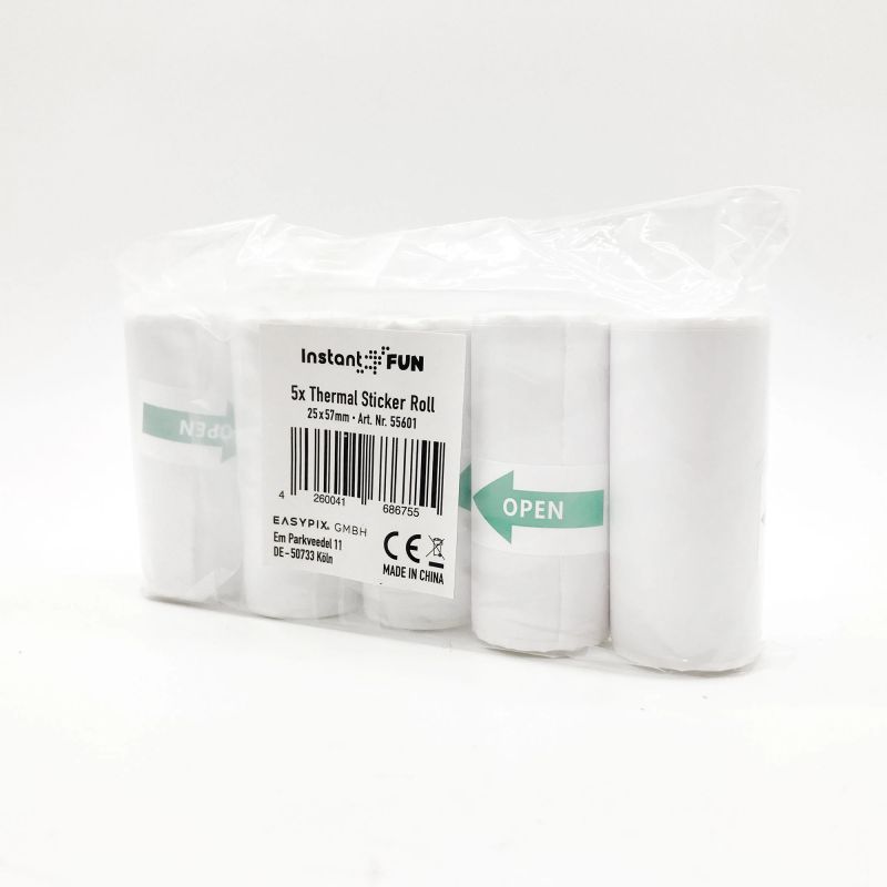 Easypix Thermal Sticker Rolls white for InstantFUN 5pcs 55601