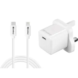 Sandberg 441-64 USB-C 20W Charger UK+Lightning, Incl. 1m USB-C Lighting cable