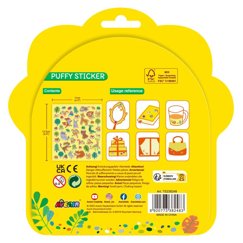 AVENIR Pufīgās uzlīmes Dzīvnieki