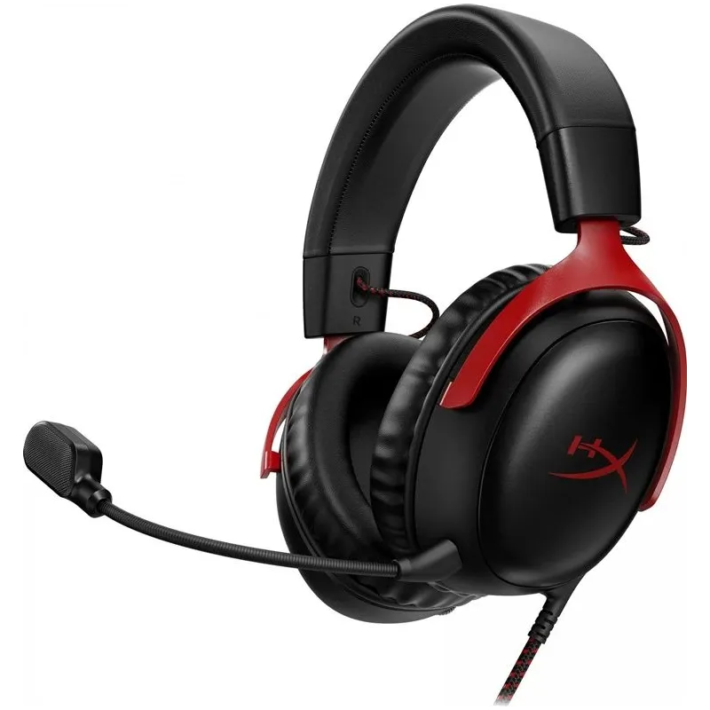 Vadu spēļu austiņas HyperX Cloud III. melna-sarkana