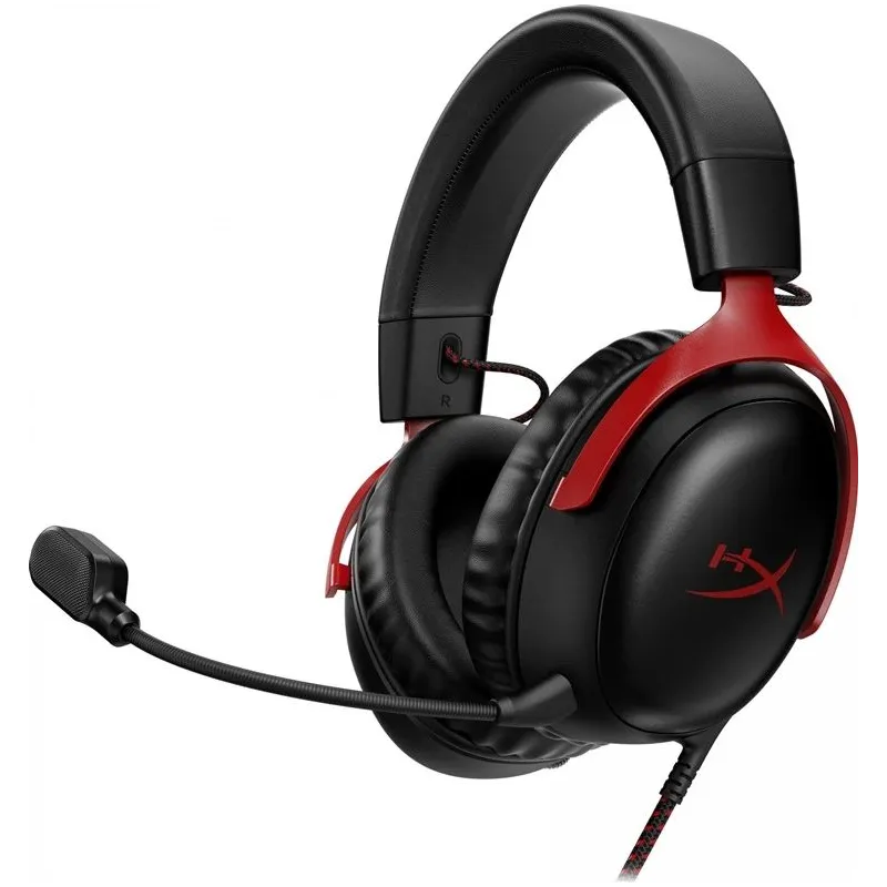 Vadu spēļu austiņas HyperX Cloud III. melna-sarkana