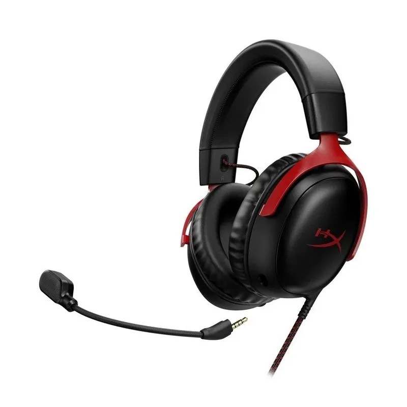 Vadu spēļu austiņas HyperX Cloud III. melna-sarkana