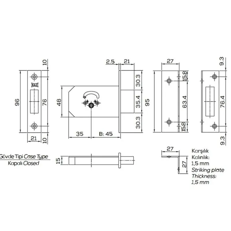 Slēdzene 156-F. 5 atslēgas
