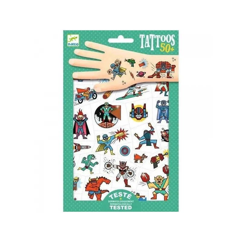 Tetovējumu komplekts Djeco Superheroes DJ09614