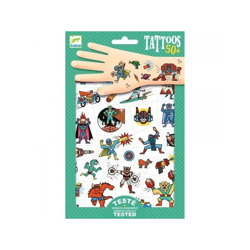Tetovējumu komplekts Djeco Superheroes DJ09614