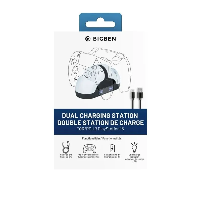 Spēļu kontrolieris Nacon DUAL CHARGER DUALSENSE. balta-melna