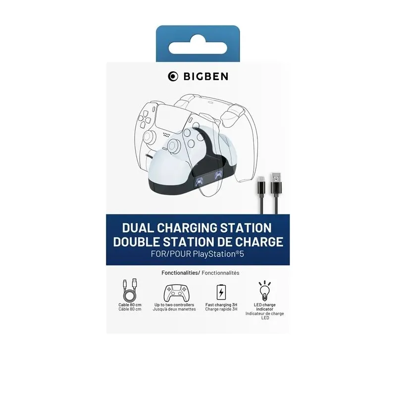 Spēļu kontrolieris Nacon DUAL CHARGER DUALSENSE. balta-melna