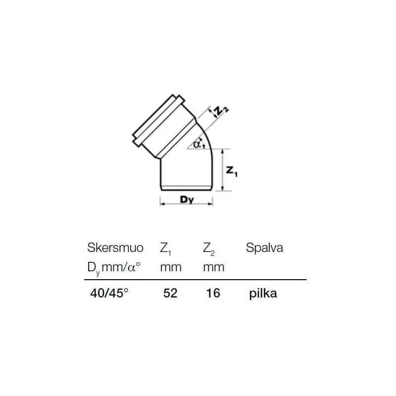 Līkums PP 40-45 ,Wavin,
