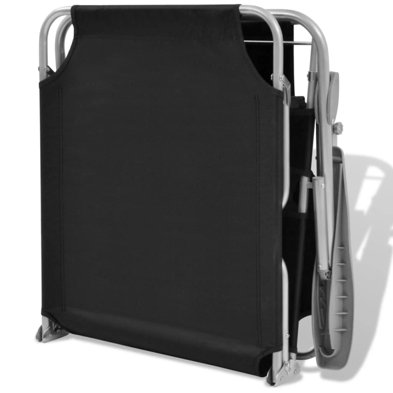 vidaXL sauļošanās zvilnis ar jumtiņu, tērauds, melns