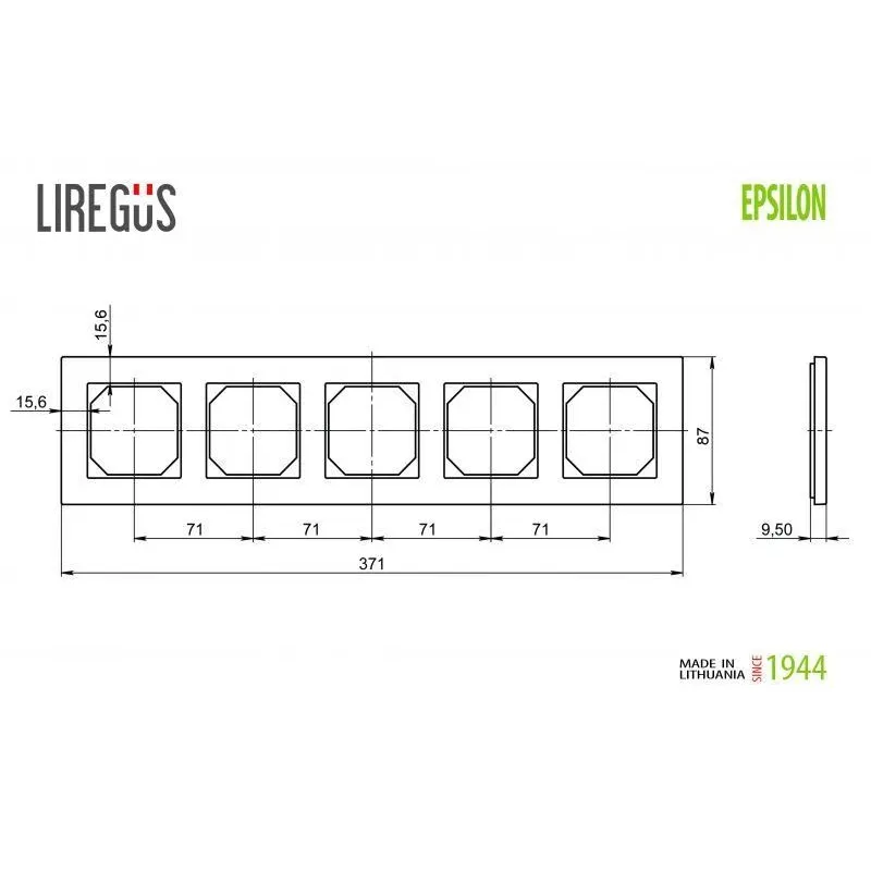 Piecvietīgs rāmis LIREGUS EPSILON, šampanietis, stikls