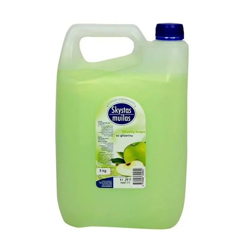 Šķidrās ziepes ar glicerīnu. 5 l. ābolu aromāts