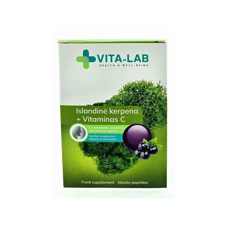 Pastilles rīklei ar islandes ķērpi un vit. c 20 tab.