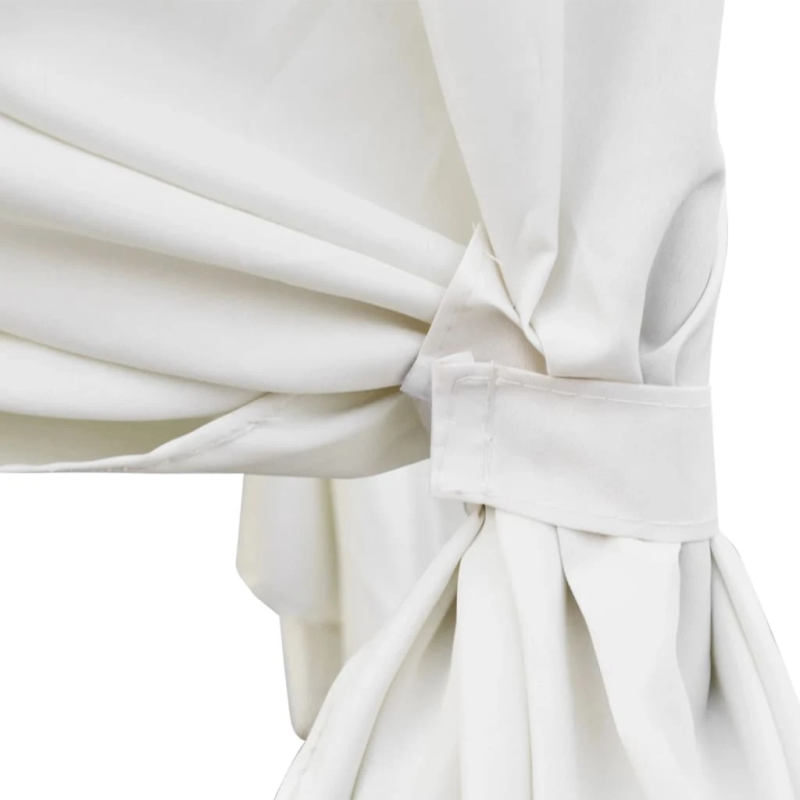 vidaXL dārza atpūtas gulta ar aizkariem, melna PE rotangpalma