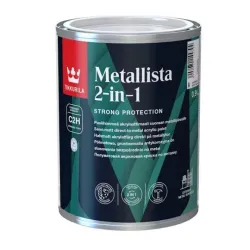 Krāsa metallista 2in1 a pusmatēta 0.9 l. balta