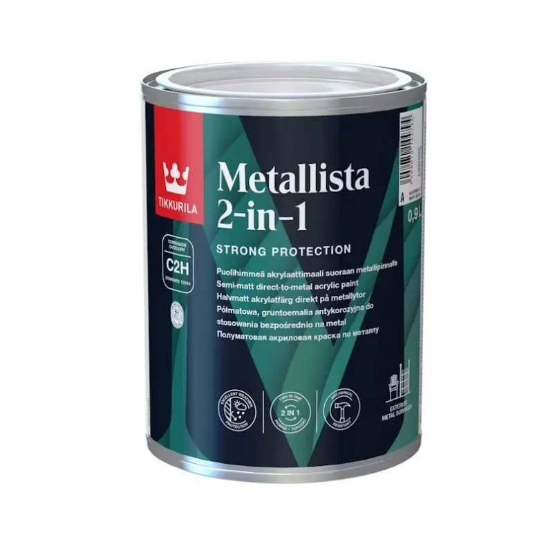 Krāsa metallista 2in1 a pusmatēta 0.9 l. balta