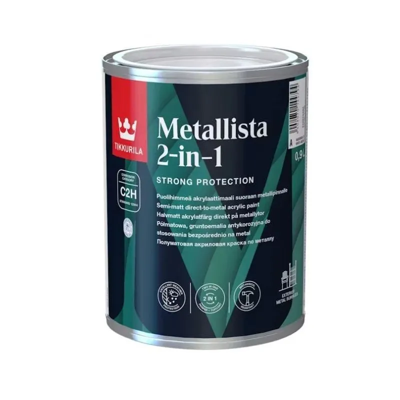 Krāsa metallista 2in1 a pusmatēta 0.9 l. balta