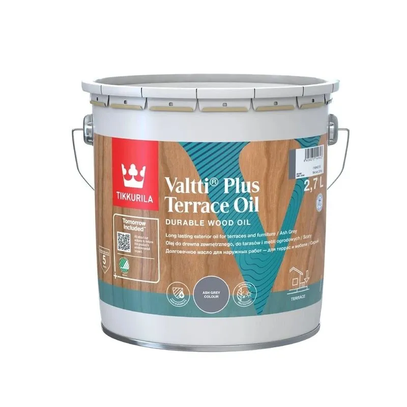 Koksnes eļļa Tikkurila Valtti Terrace Oil+ pelēka 2.7l