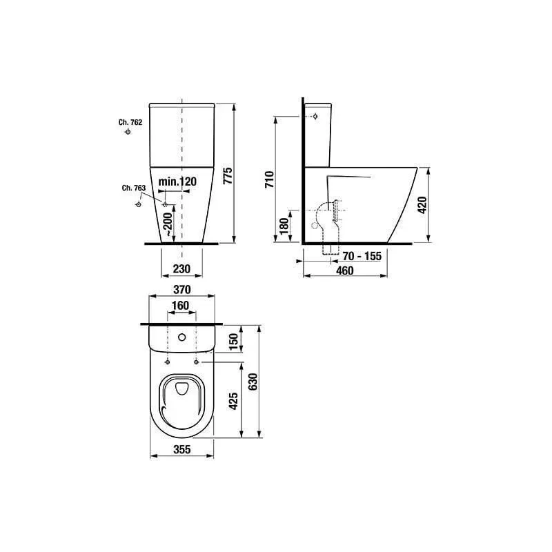 Tualetes pods. stāvošs Jika Cubito Style. 370 x 630