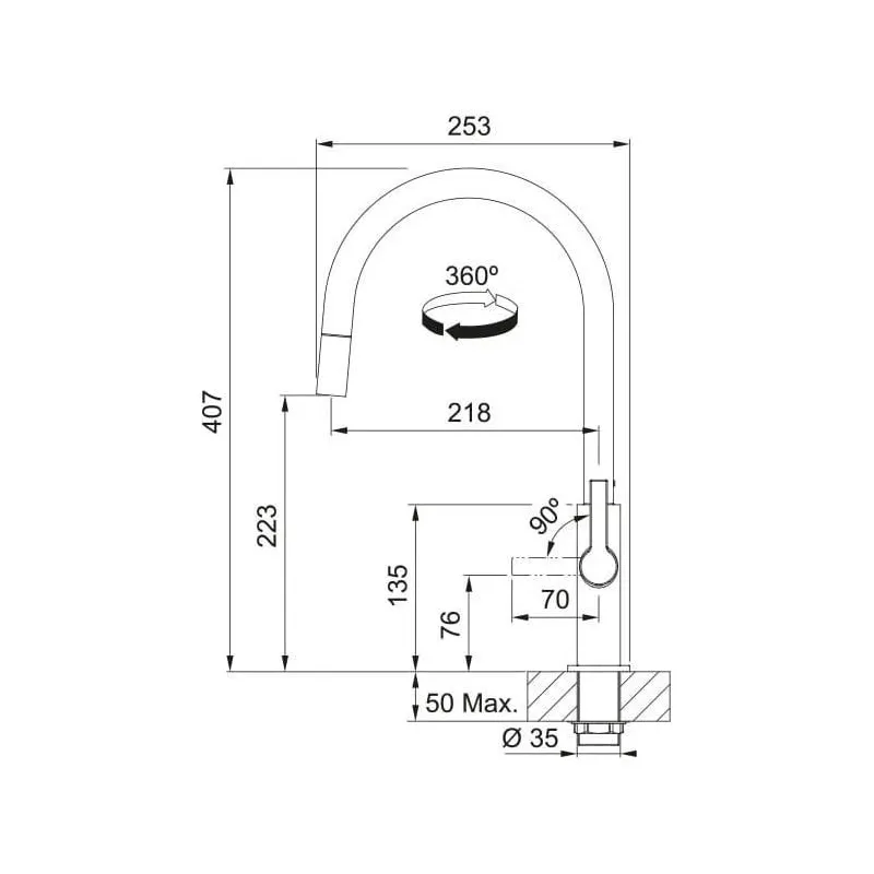 Virtuves jaucējkrāns Franke Pola. matēti melns