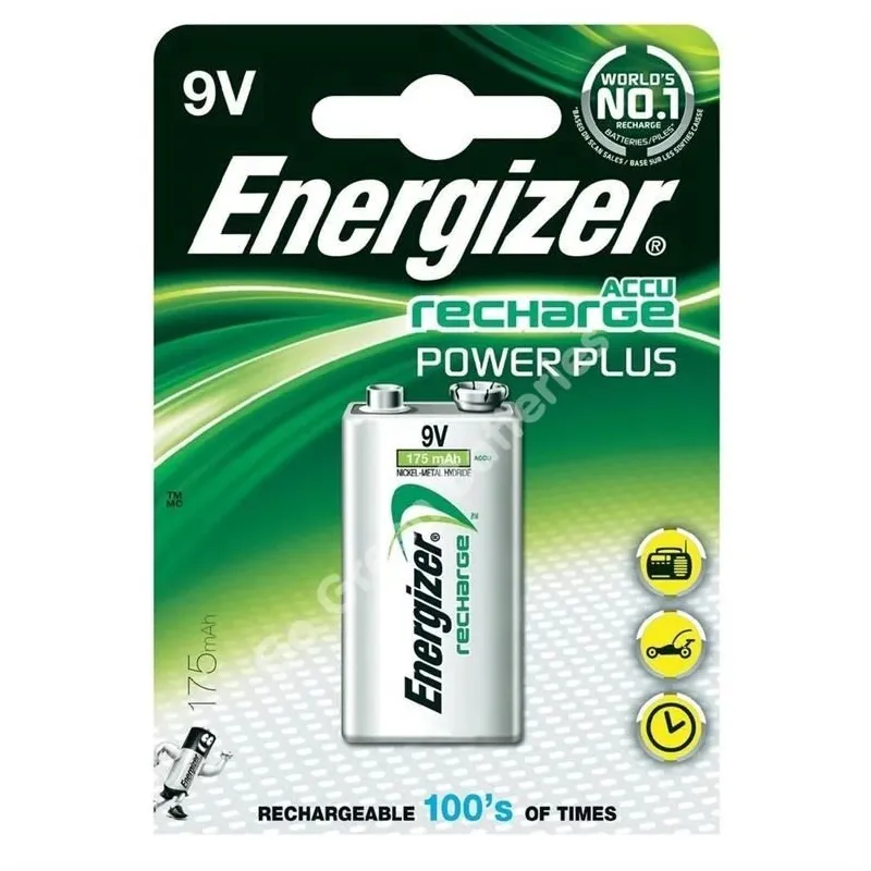 LĀDĒJAMA BATERIJA ENERGIZER POWER PLUS 9V. 175mAh