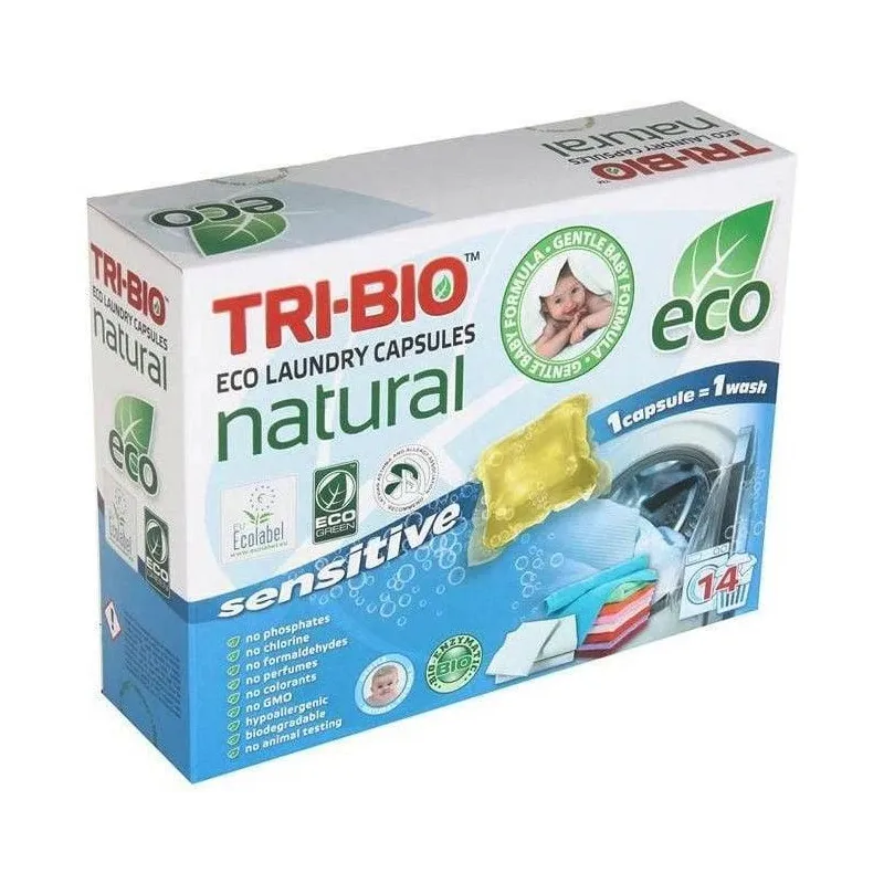 Veļas mazgāšanas kapsulas TRI-BIO SENSITIVE. 14 gab.