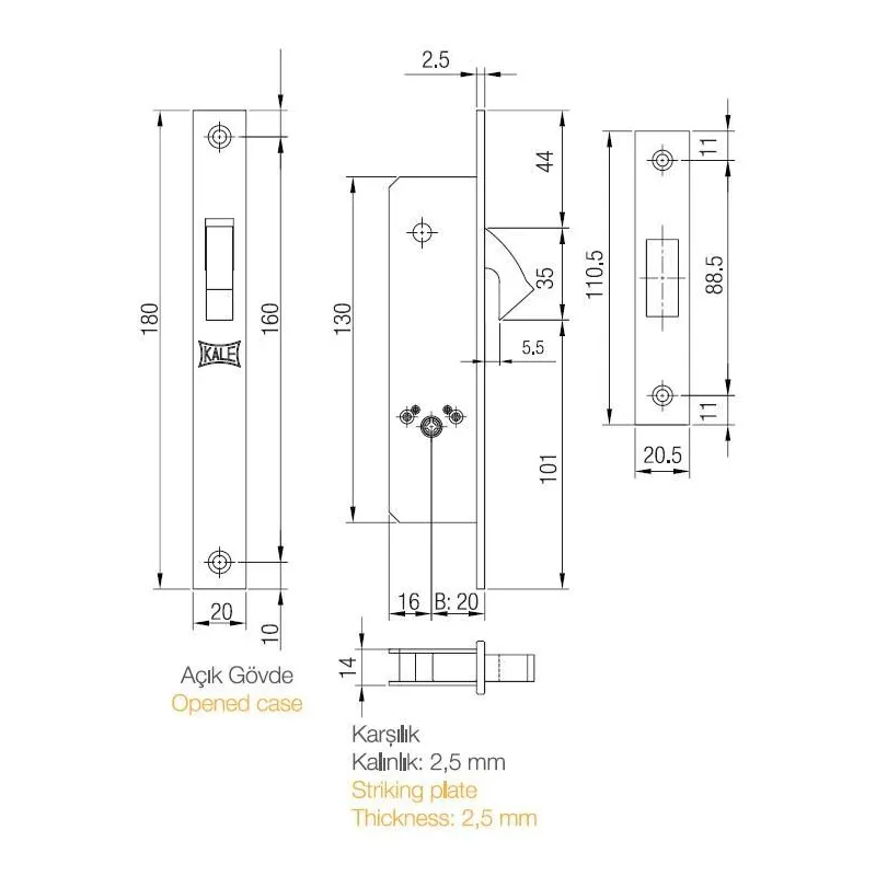 Iebūvējamā slēdzene 201F ar cilindru