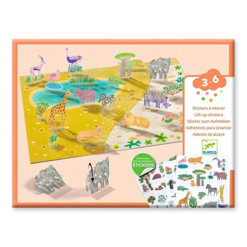 Radošais komplekts Djeco Lift Up Stickers Animals