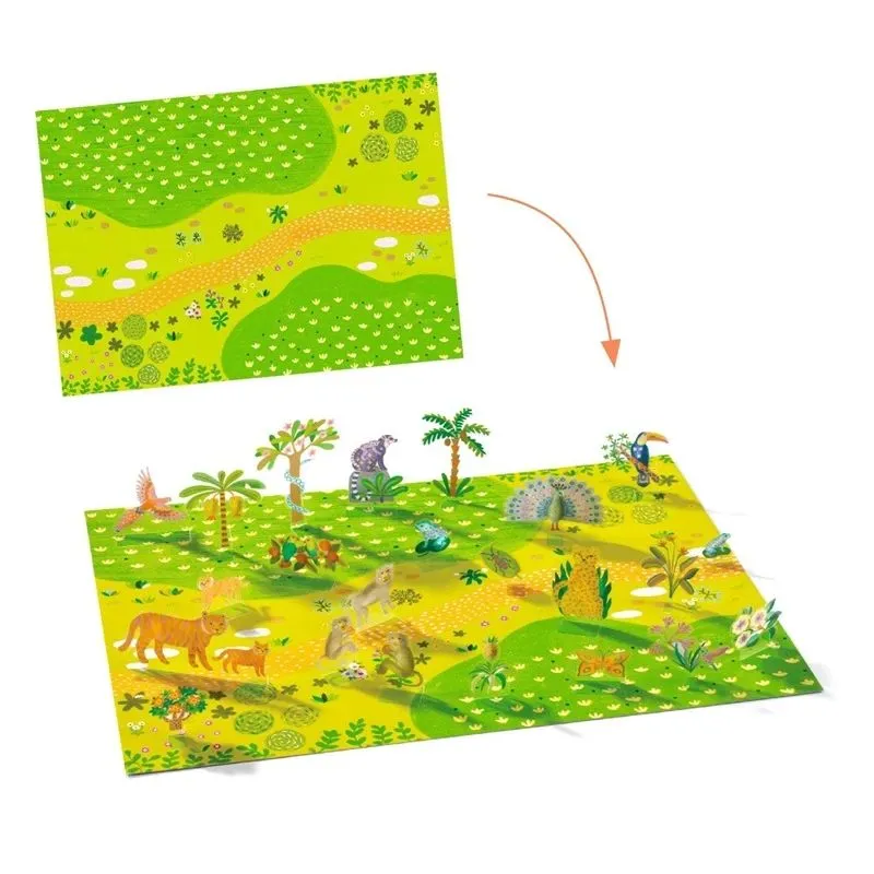 Radošais komplekts Djeco Lift Up Stickers Animals