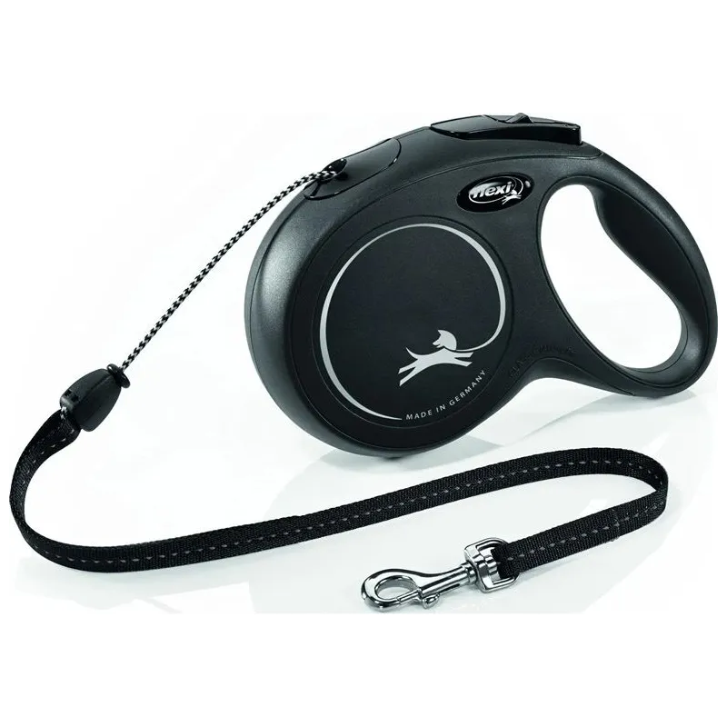 Automātiskā pavada Flexi New Classic Cord M. melna. 8 m