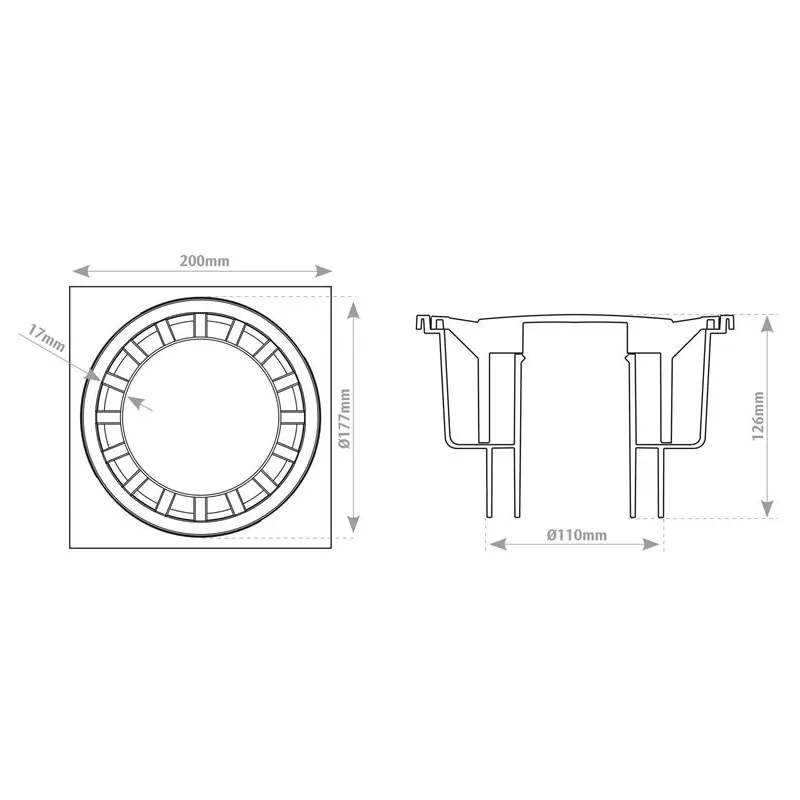 Traps ar režģi Aco 310094 A15. 20 cm. abs plastmasa