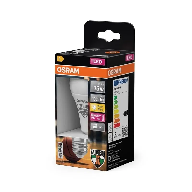 Spuldze Osram LED Žalgiris. A60. E27. 9.5W. 1055LM