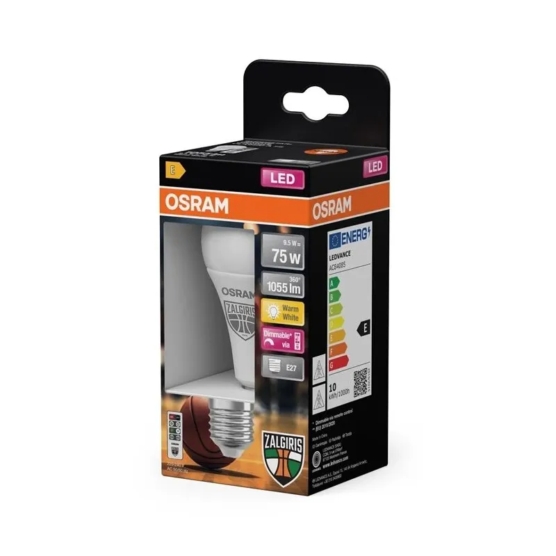 Spuldze Osram LED Žalgiris. A60. E27. 9.5W. 1055LM