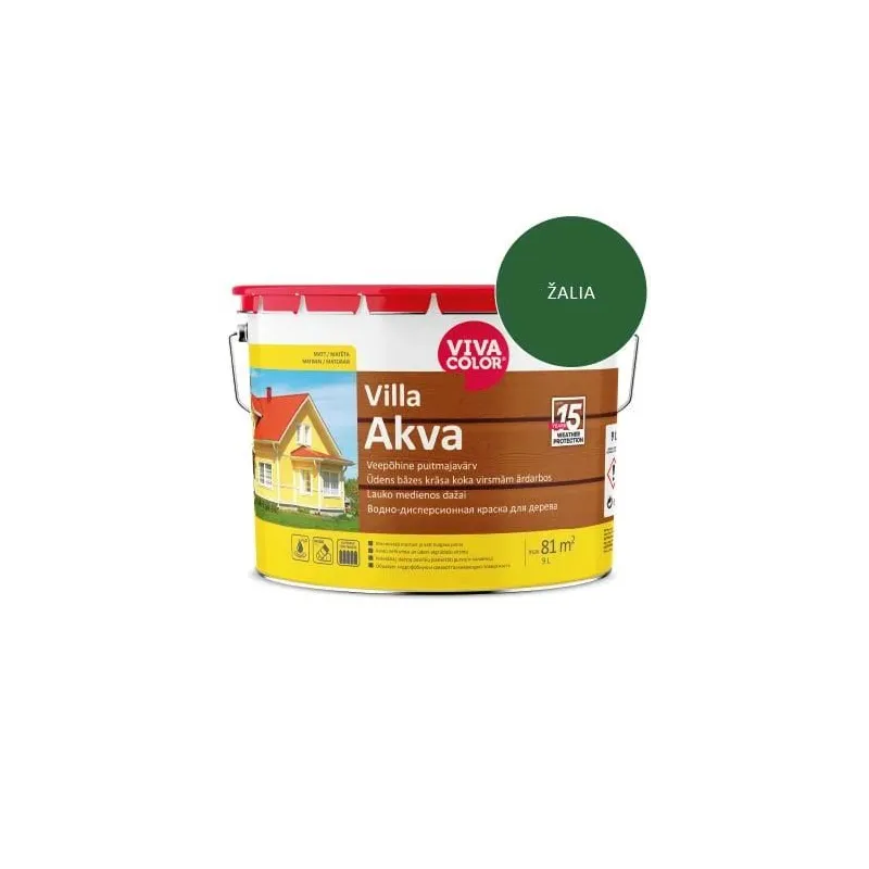 Krāsas fasādei Villa Akva 335x 9l. zaļa