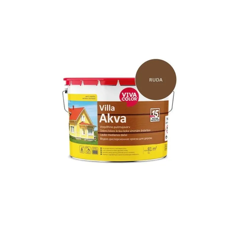 Fasādes krāsas VILLA AKVA 540X. 9 l. brūnas