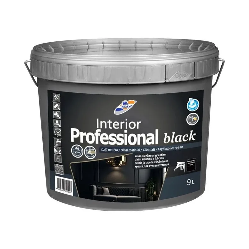Dispersijas krāsa Rilak Interior Professional Black. 9L