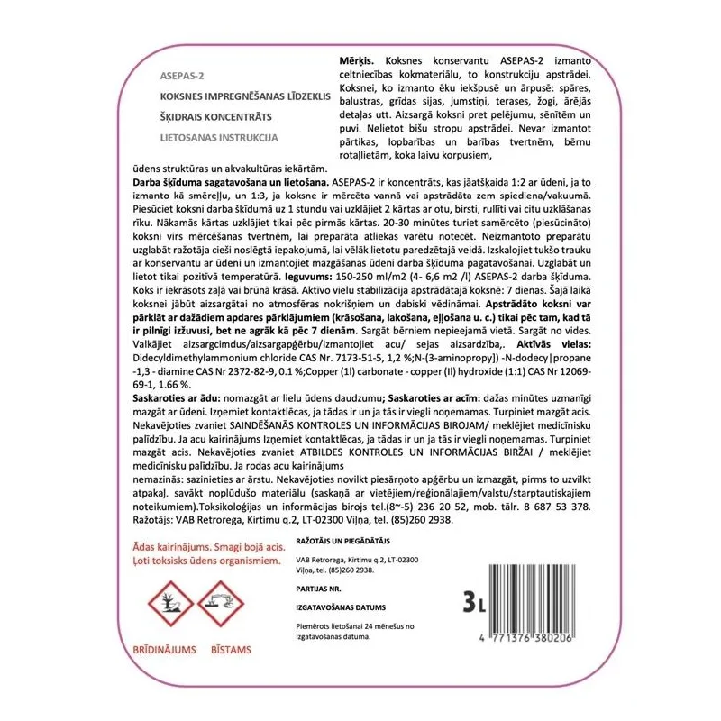 Antiseptiķis Asepas-2, zaļgani pelēks, 5 l