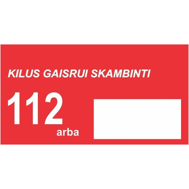 Ugunsdrošības zīme. 120x225 mm