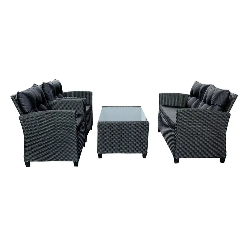 Āra mēbeļu komplekts. melns. 4 sēdvietas