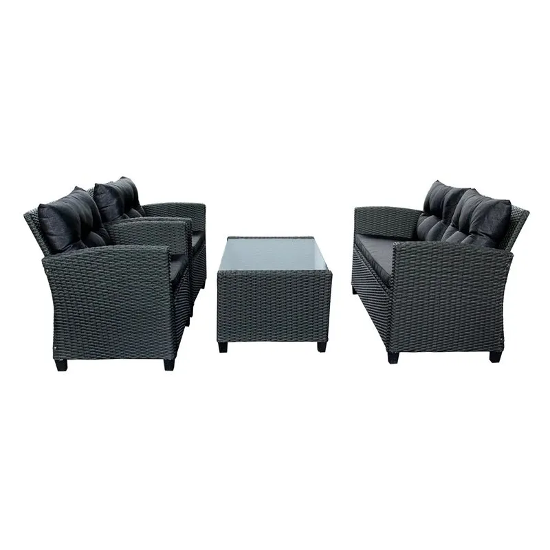 Āra mēbeļu komplekts. melns. 4 sēdvietas