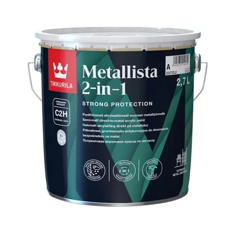 Krāsa metallista 2in1 pusmatēta. balta 2.7 l